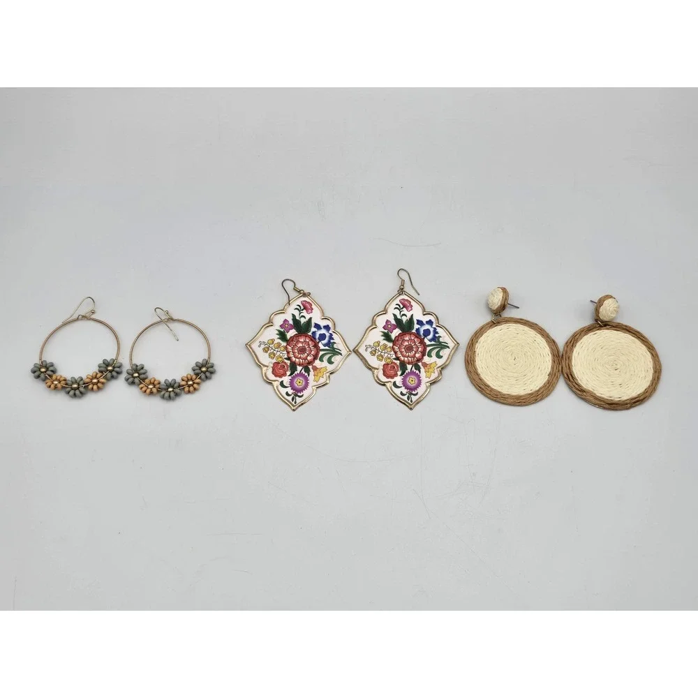 Unbranded Statement Earring Bundle Womens OS Multicolor Excellent Floral Raffia‎
